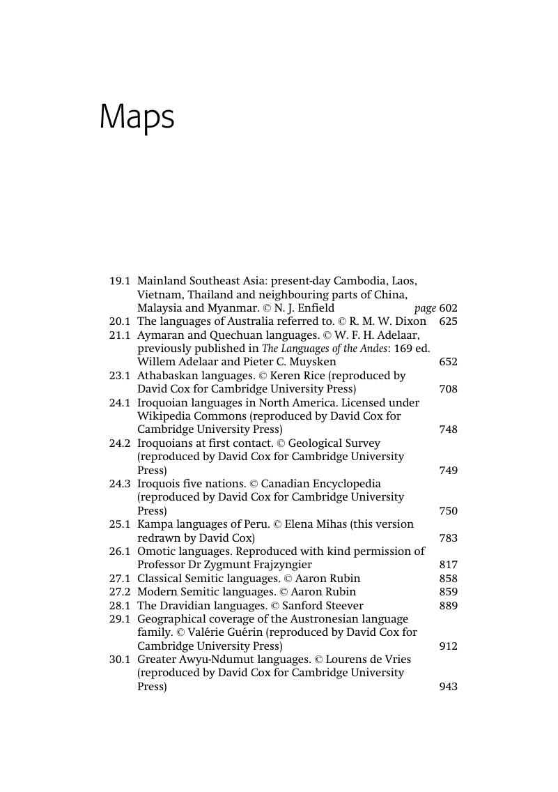 Maps - The Cambridge Handbook Of Linguistic Typology