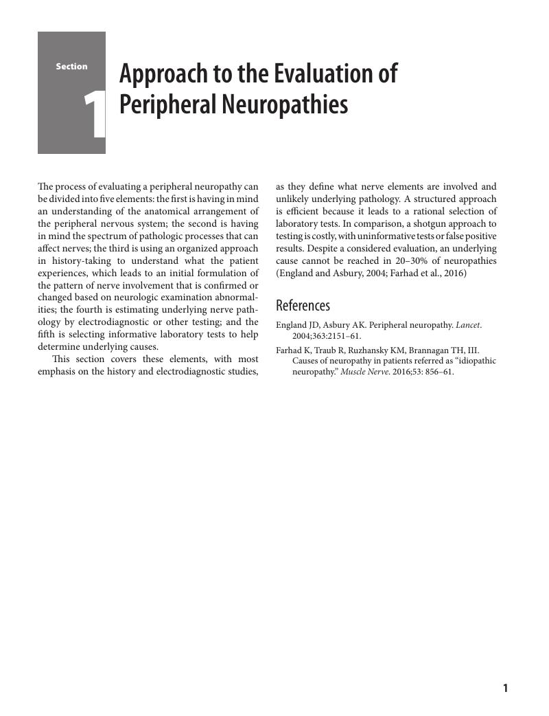 Approach To The Evaluation Of Peripheral Neuropathies (Section 1 ...