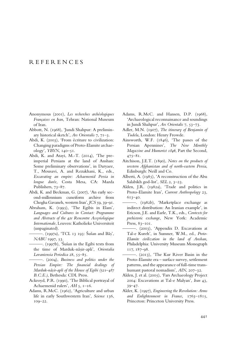 References - The Archaeology of Elam