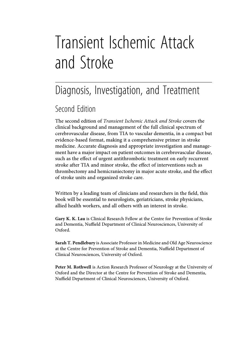 Transient Ischemic Attack And Stroke Transient Ischemic Attack And Stroke