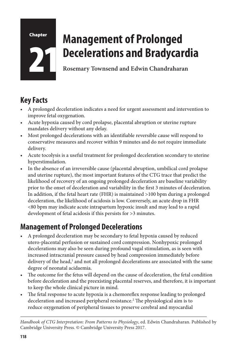 Management Of Prolonged Decelerations And Bradycardia (Chapter 21 ...