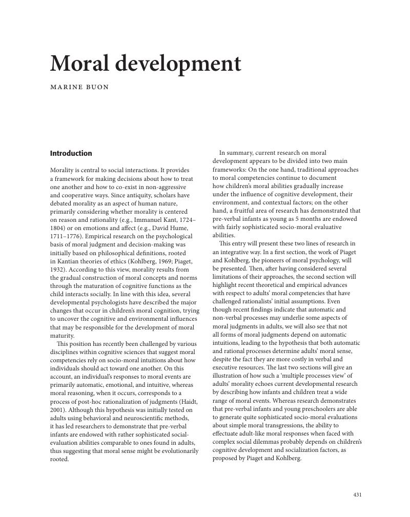 research paper about the moral development