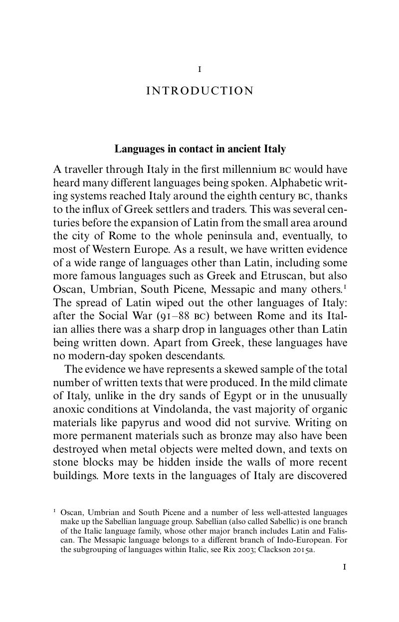 Introduction (Chapter 1) - Oscan in Southern Italy and Sicily