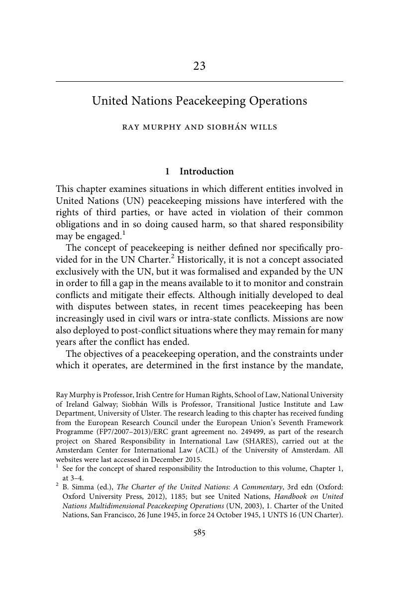 United Nations Peacekeeping Operations (Chapter 23) - The Practice Of ...