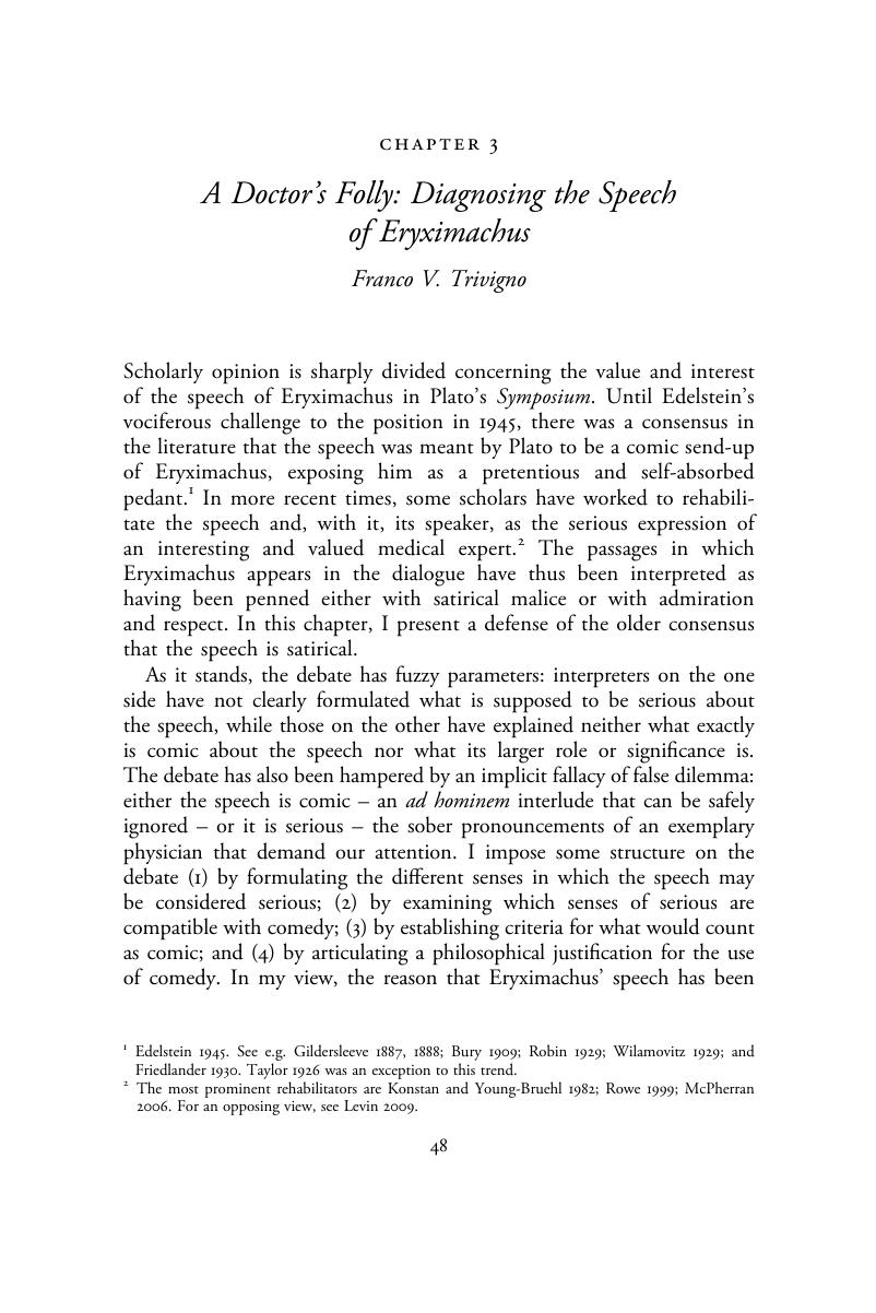 A Doctor’s Folly: Diagnosing the Speech of Eryximachus (Chapter 3 ...