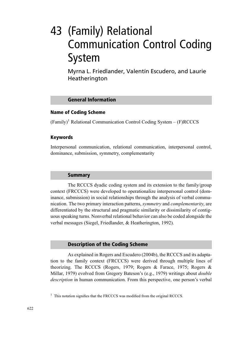 (Family) Relational Communication Control Coding System (Chapter 43 ...