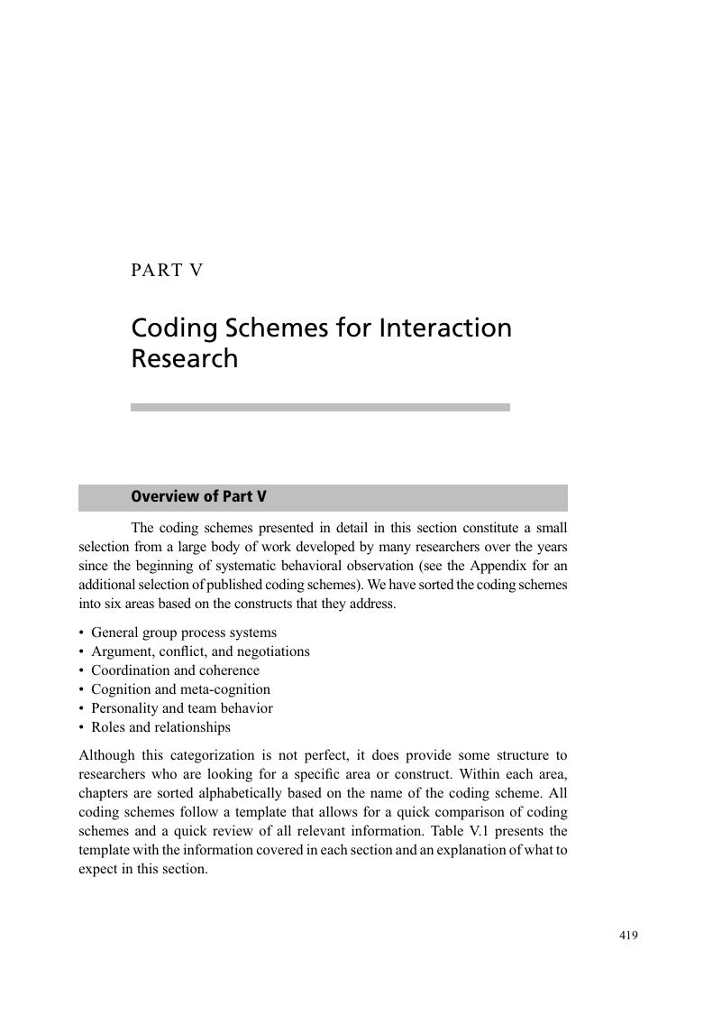 Coding Schemes For Interaction Research (Part V) - The Cambridge ...