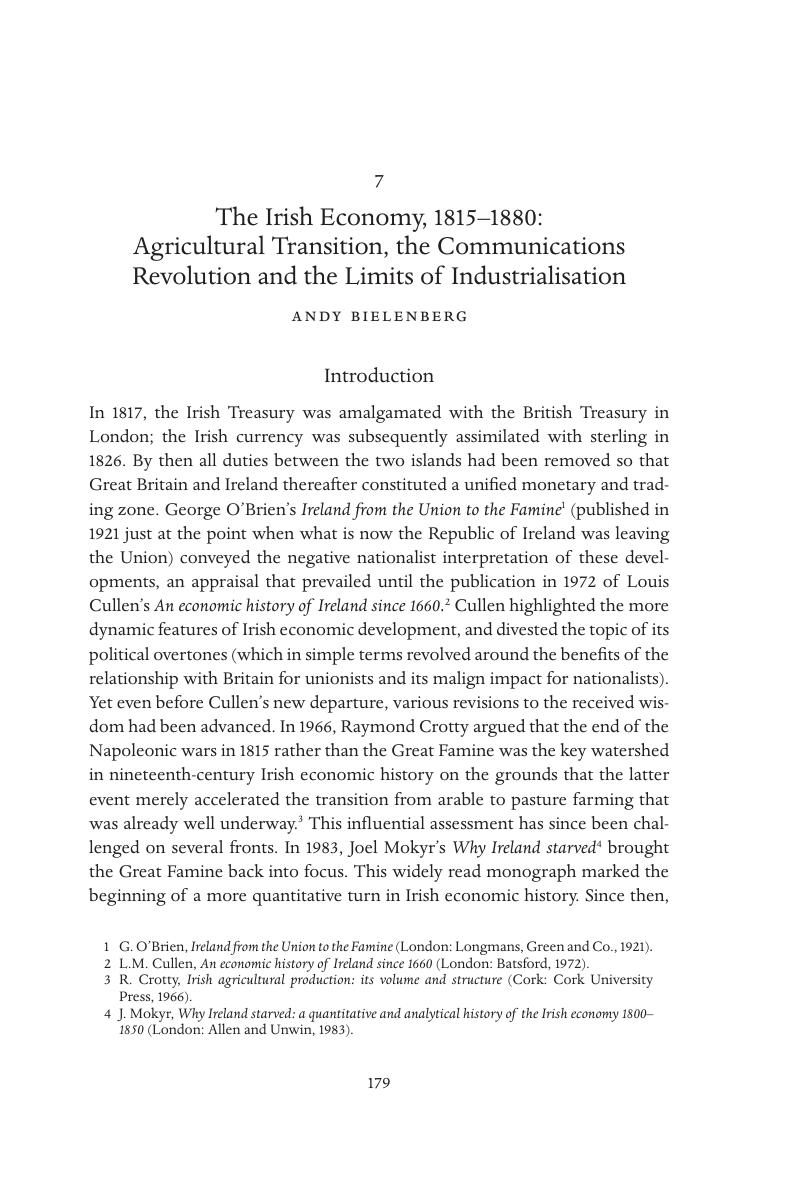 The Irish Economy 1815 1880 Agricultural Transition The   FirstPage 9781107115200c7 179 203 