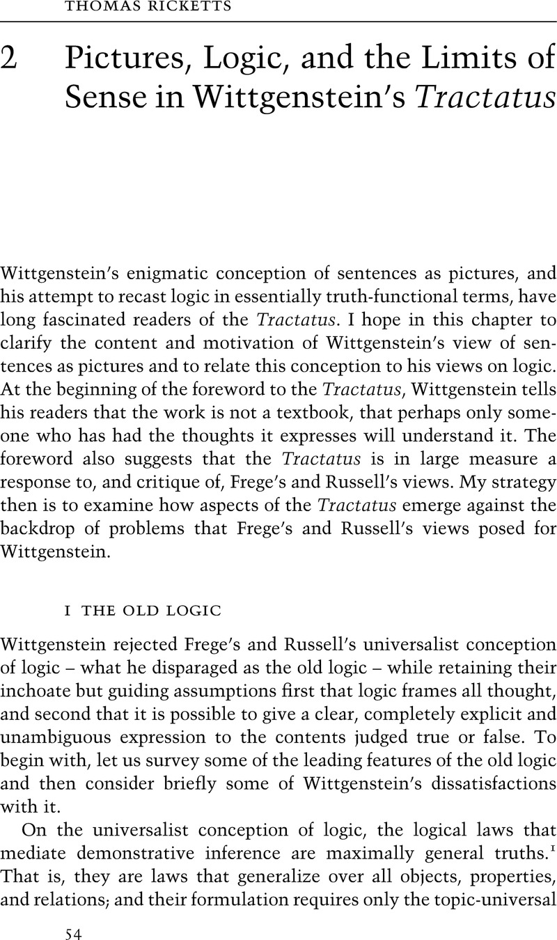 Pictures, Logic, And The Limits Of Sense In Wittgenstein’s Tractatus ...