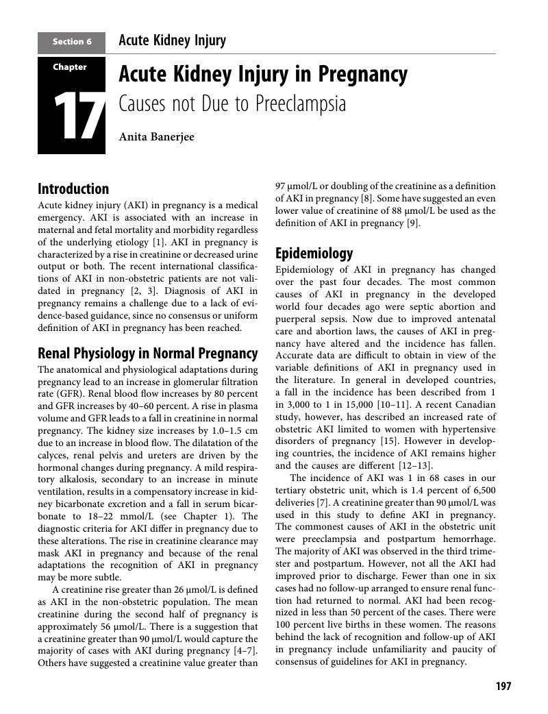 Acute Kidney Injury in Pregnancy (Chapter 17) - Renal Disease in Pregnancy