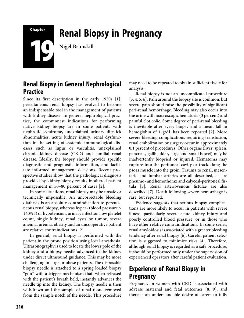 Renal Biopsy in Pregnancy (Chapter 19) - Renal Disease in Pregnancy