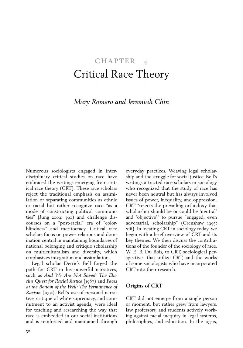 Critical Race Theory (Chapter 4) - The Cambridge Handbook Of Sociology