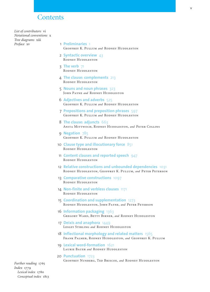 Contents - The Cambridge Grammar of the English Language