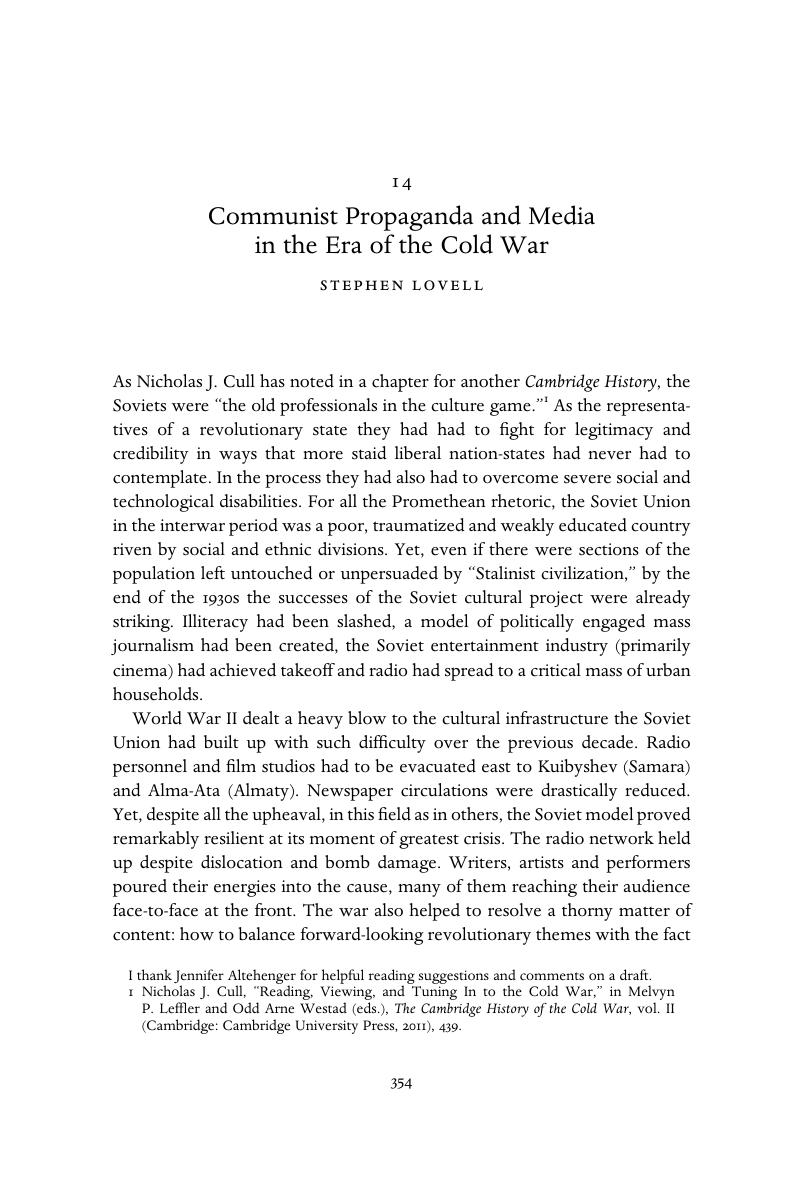 Communist Propaganda And Media In The Era Of The Cold War (Chapter 14 ...