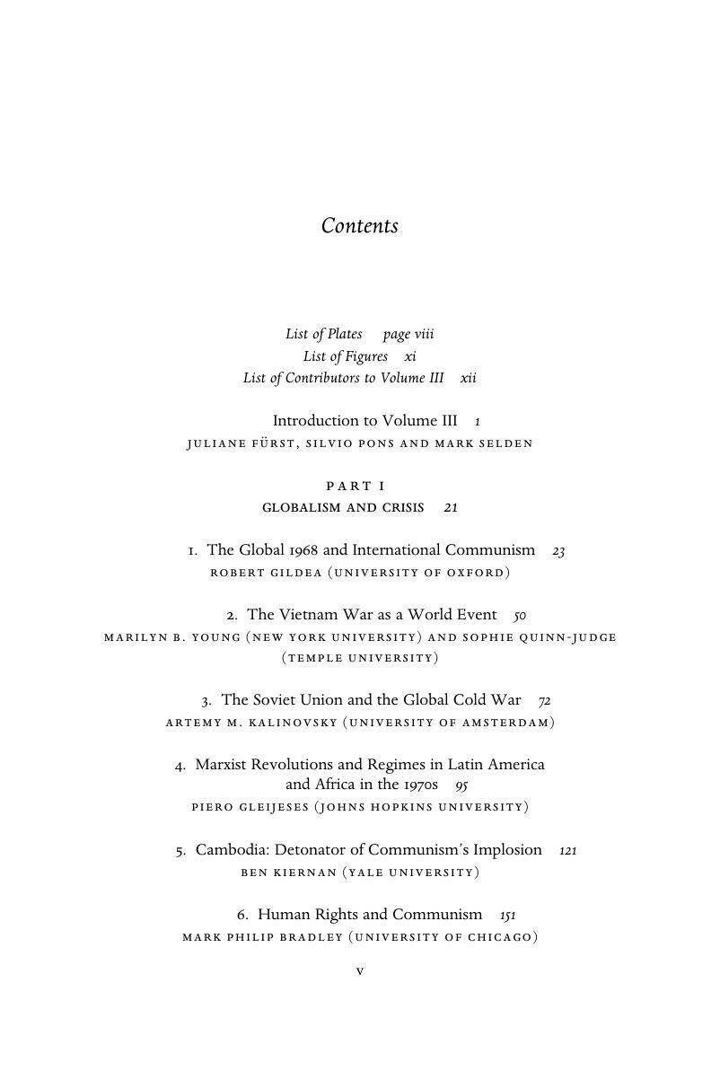 Contents - The Cambridge History Of Communism