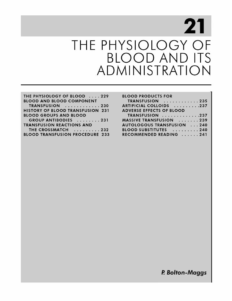 The Physiology Of Blood And Its Administration (Chapter 21 ...