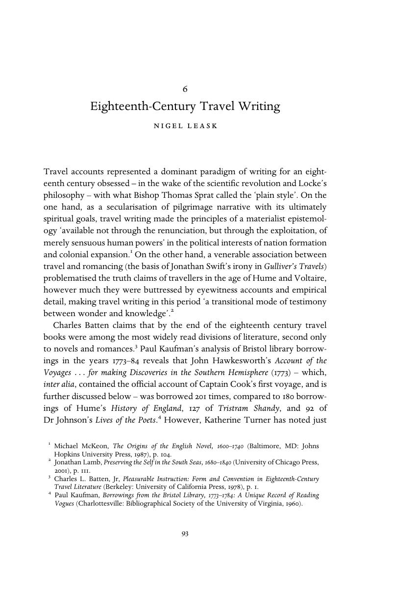 travel writing in the 18th century