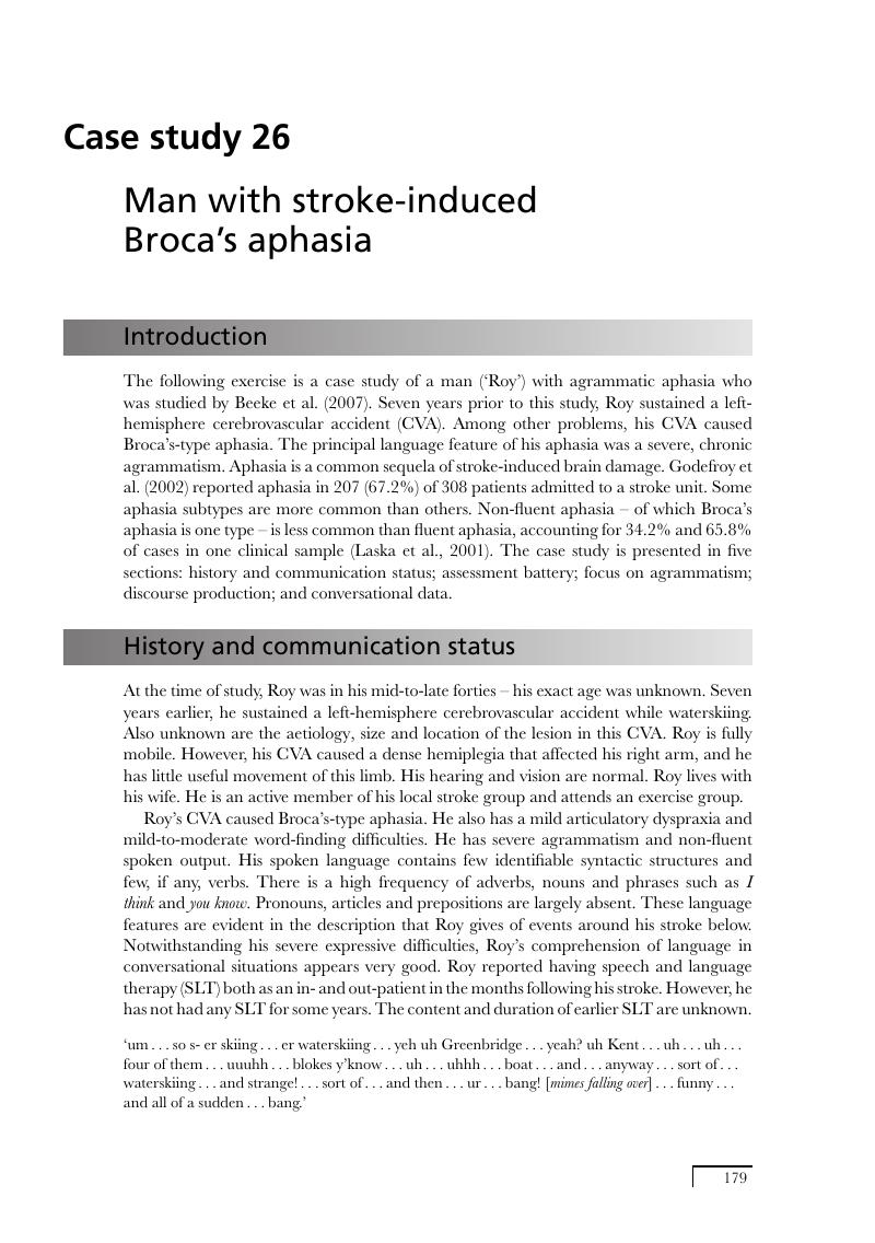 stroke aphasia case study