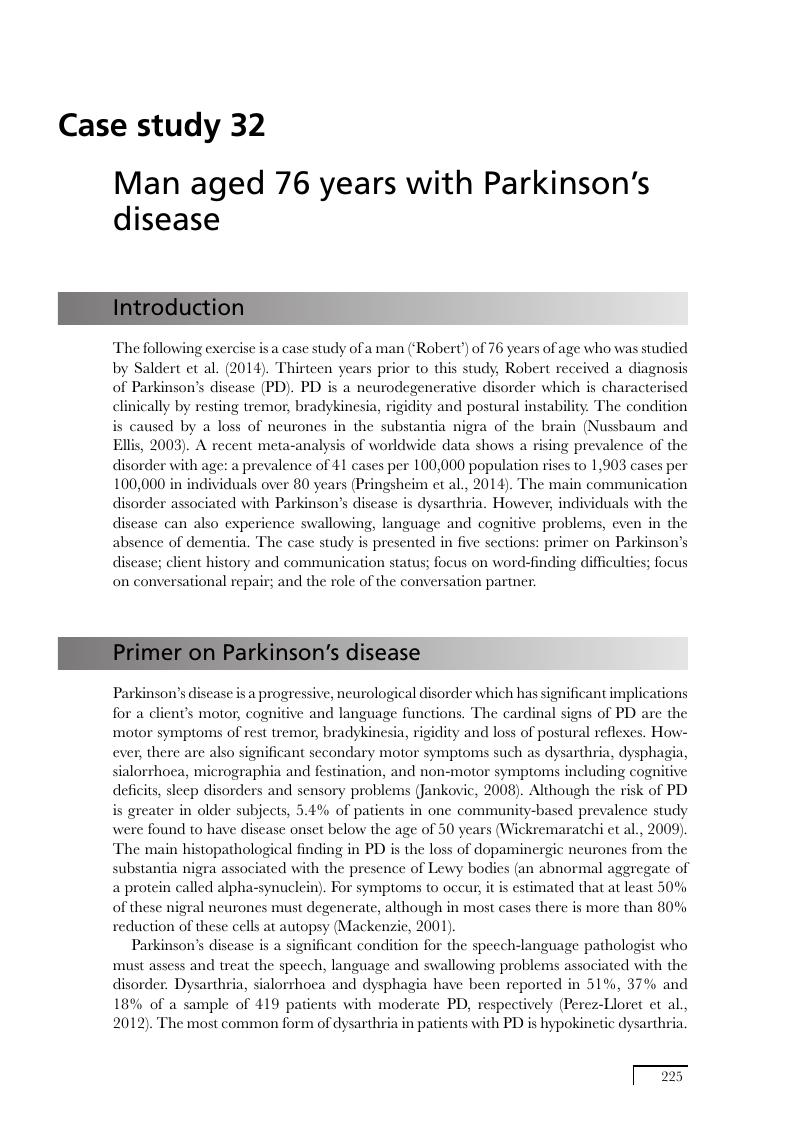 case study 6 patient with parkinson's disease