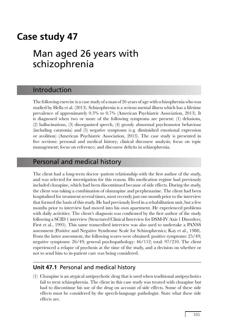 sample schizophrenia case study