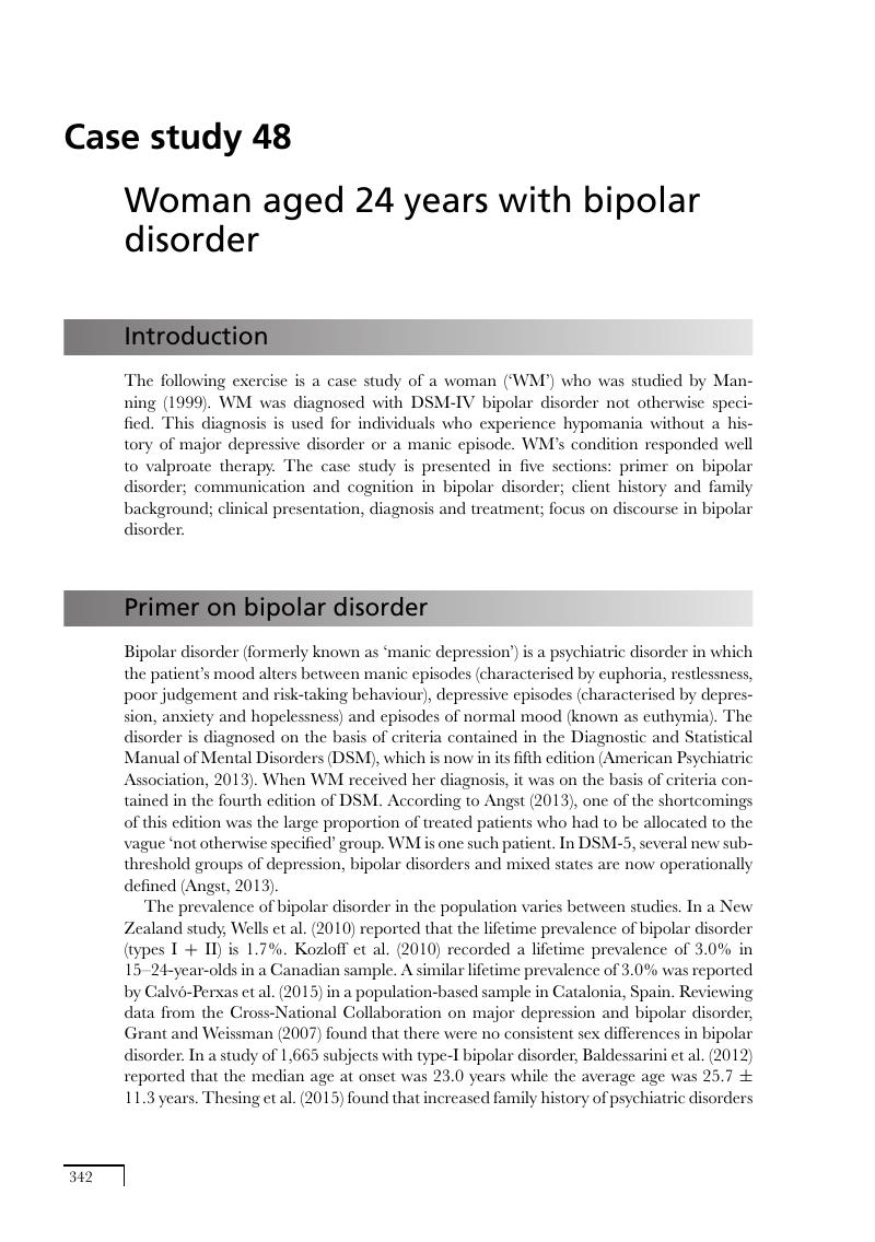bipolar disorder case study examples