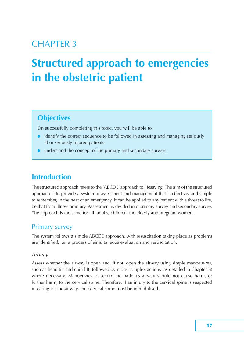 Structured Approach To Emergencies In The Obstetric Patient (Chapter 3 ...