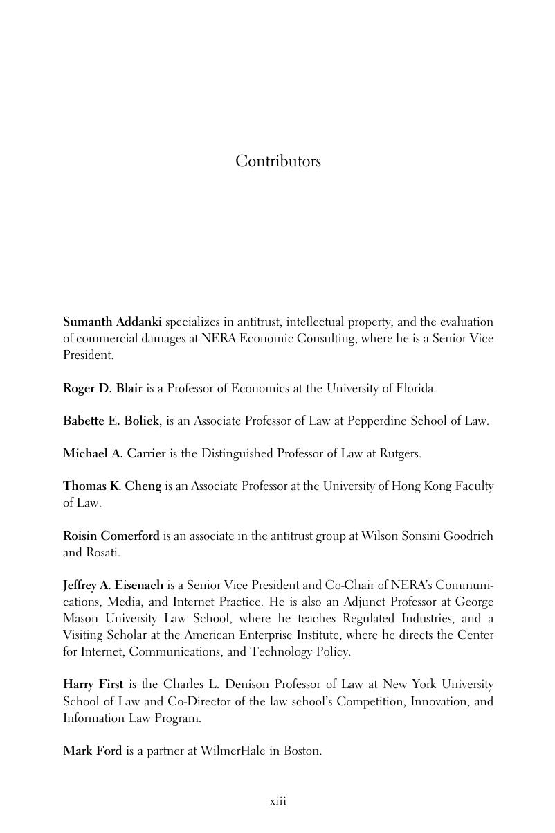 Contributors - The Cambridge Handbook Of Antitrust, Intellectual ...