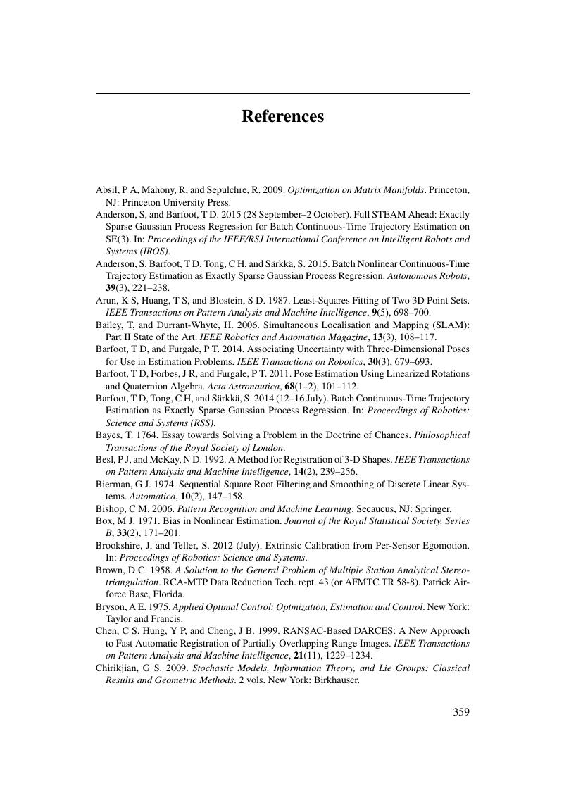 References - State Estimation for Robotics