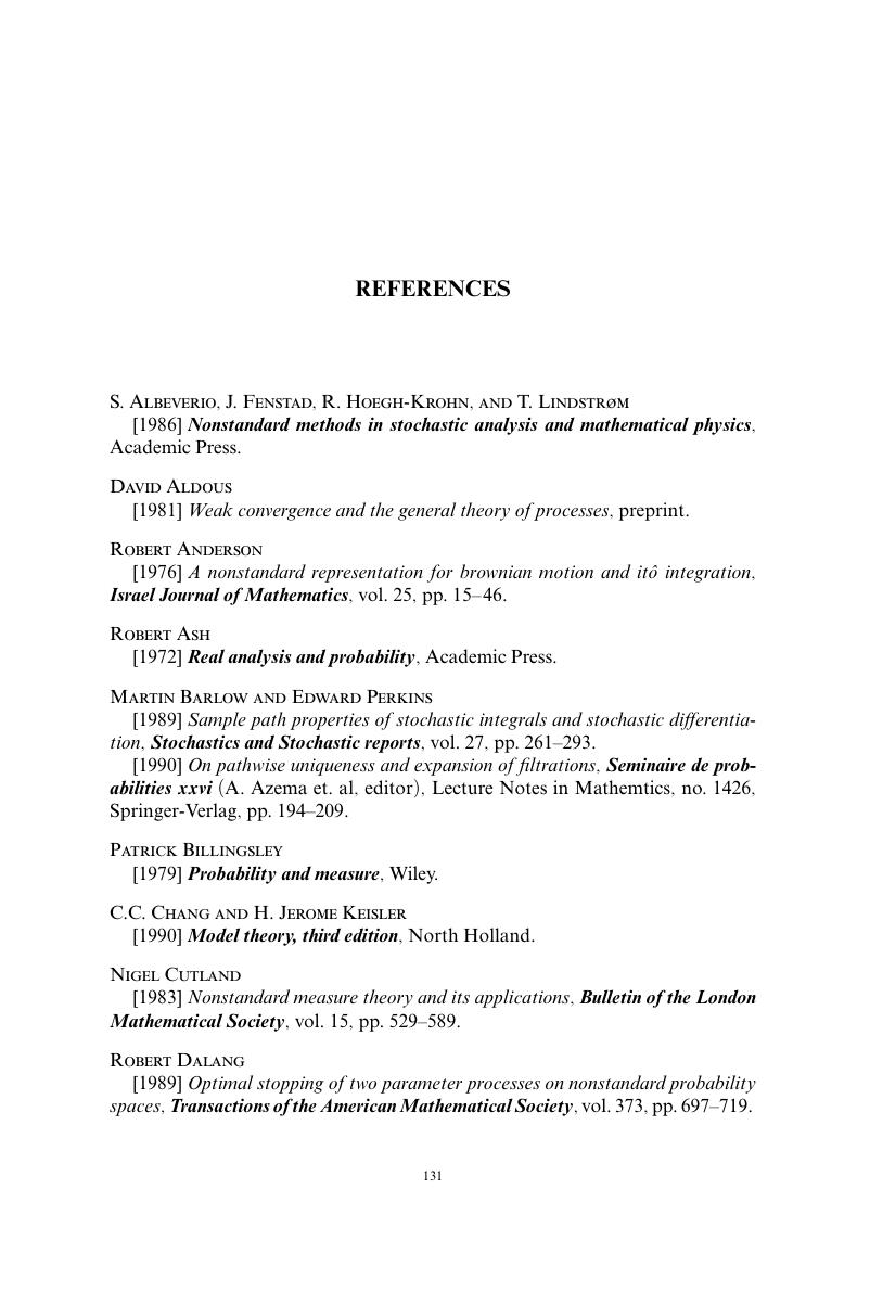 References - Model Theory of Stochastic Processes