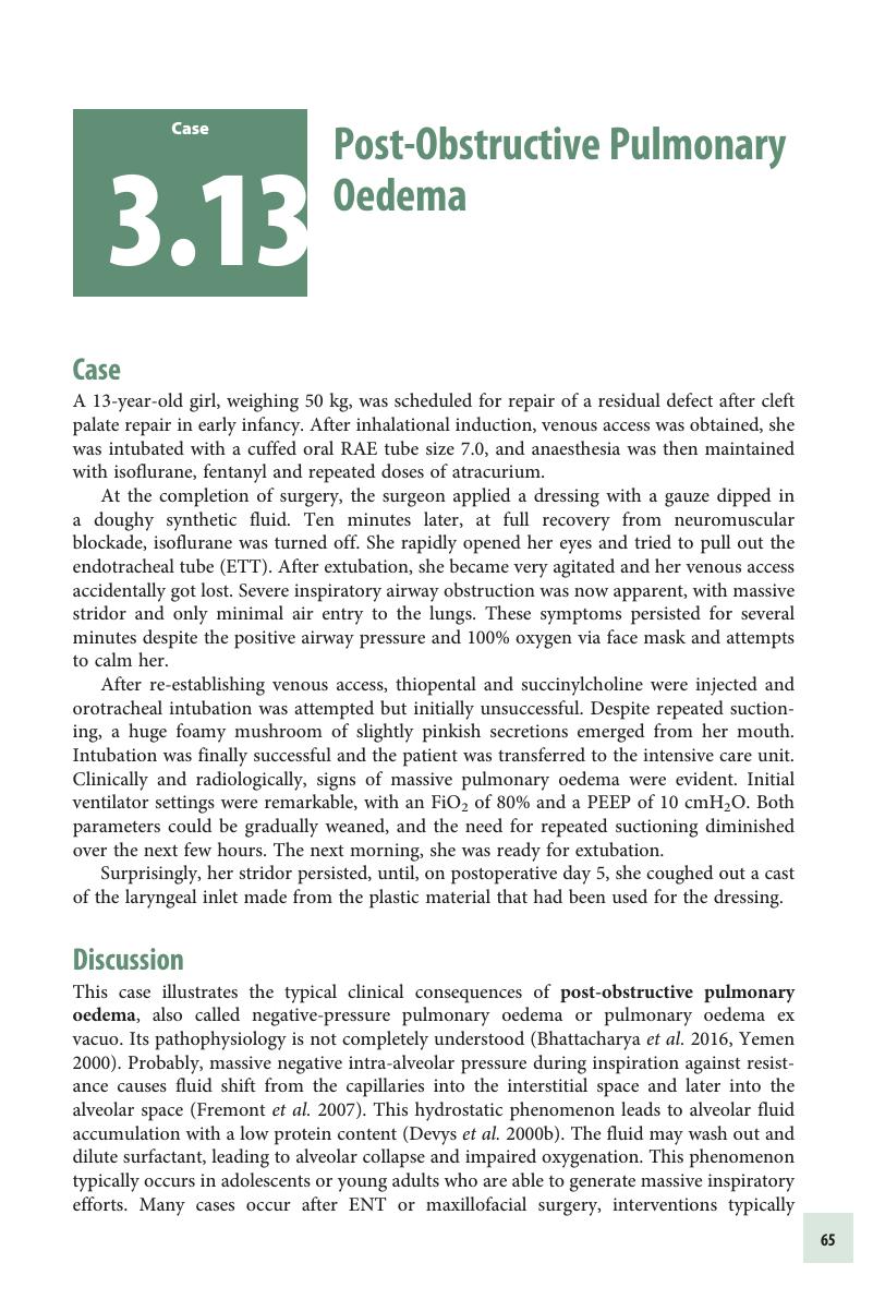 Post-Obstructive Pulmonary Oedema (Case 3.13) - Managing Complications ...