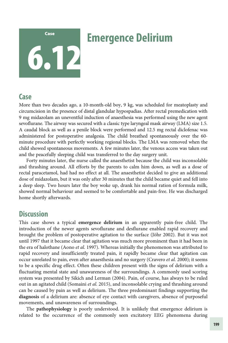 Emergence Delirium (Case 6.12) - Managing Complications In Paediatric ...