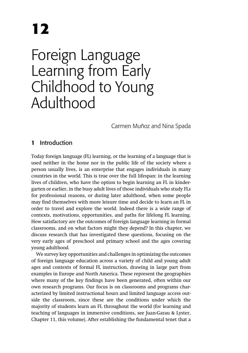 Foreign Language Learning From Early Childhood To Young Adulthood ...