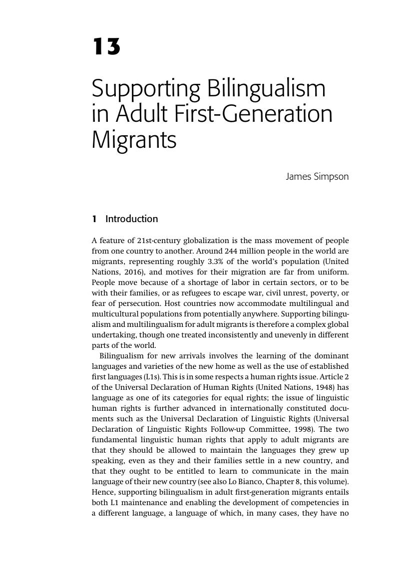 Supporting Bilingualism In Adult First-Generation Migrants (Chapter 13 ...