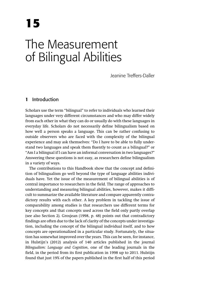 The Measurement Of Bilingual Abilities (Chapter 15) - The Cambridge ...