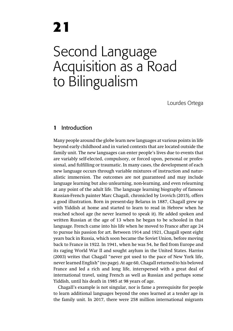 Second Language Acquisition As A Road To Bilingualism (Chapter 21 ...