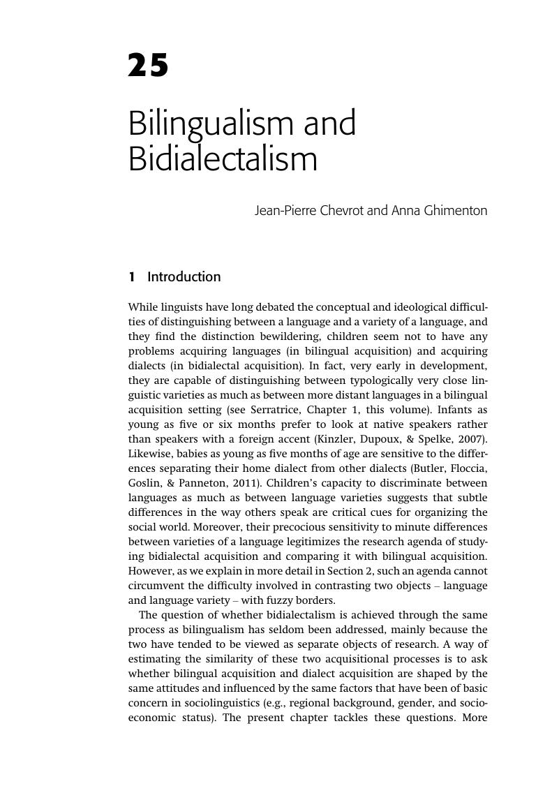 Bilingualism And Bidialectalism (Chapter 25) - The Cambridge Handbook ...