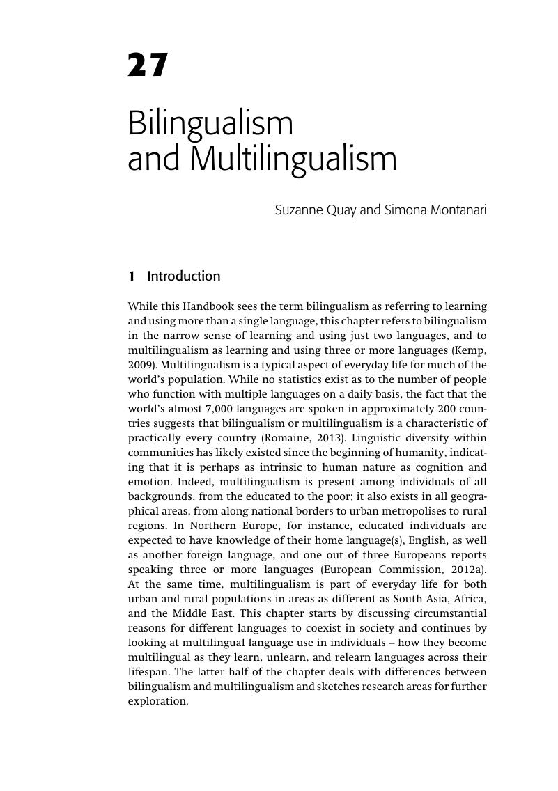 Bilingualism And Multilingualism (Chapter 27) - The Cambridge Handbook ...