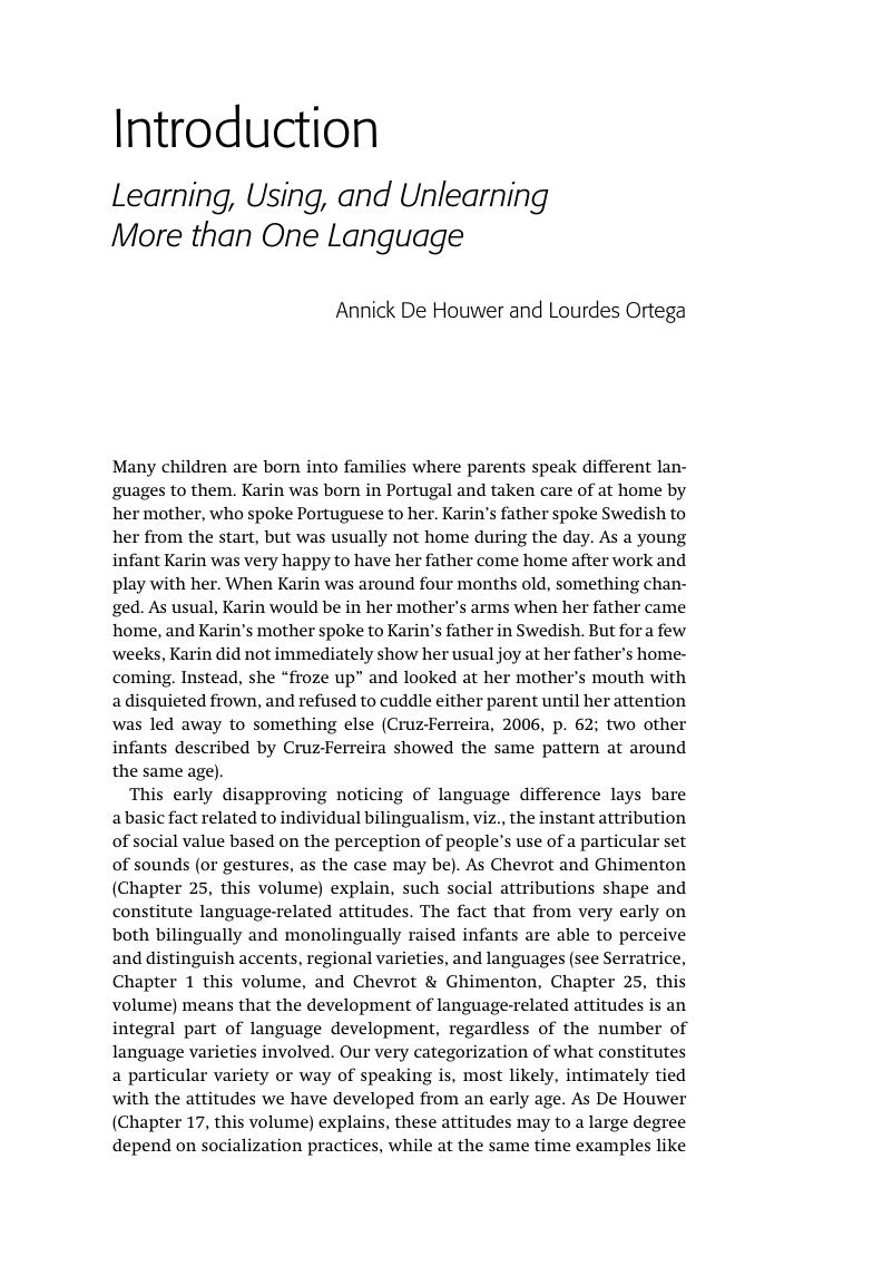 Introduction - The Cambridge Handbook Of Bilingualism