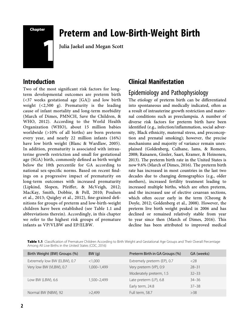 Preterm and Low-Birth-Weight Birth (Chapter 1) - Neuropsychological