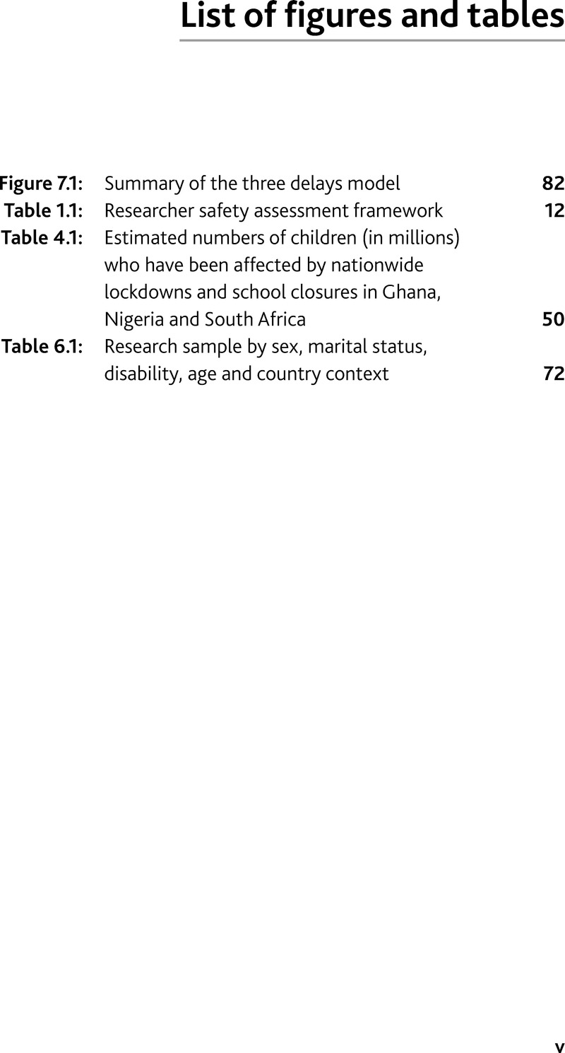 List of Figures and Tables Researching in the Age of COVID19