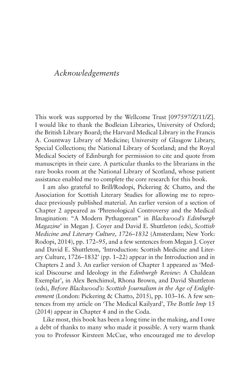 Acknowledgements - Literature and Medicine in the Nineteenth-Century ...