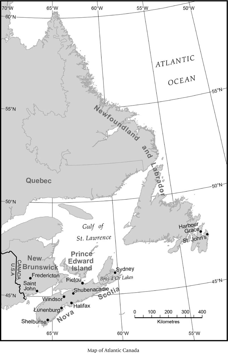 Map of Atlantic Canada - Reappraisals of British Colonisation in