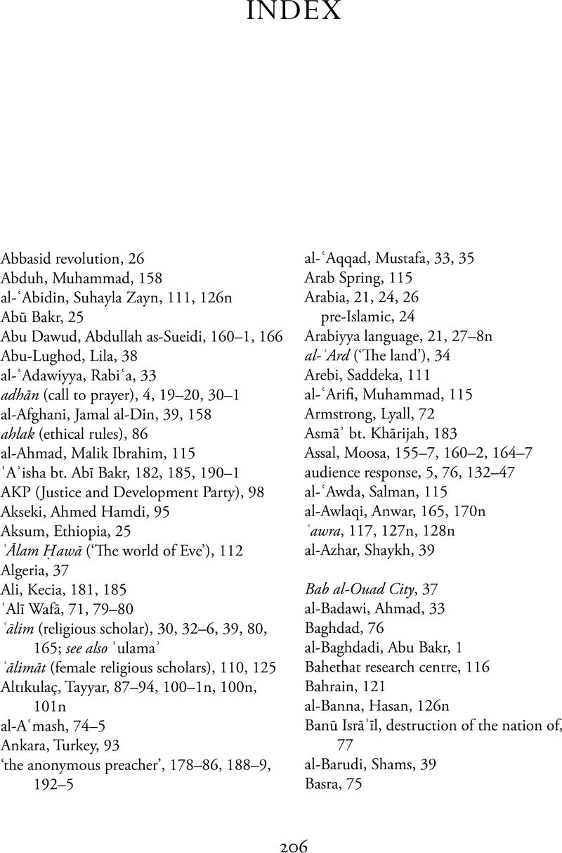 Index - Muslim Preaching in the Middle East and Beyond