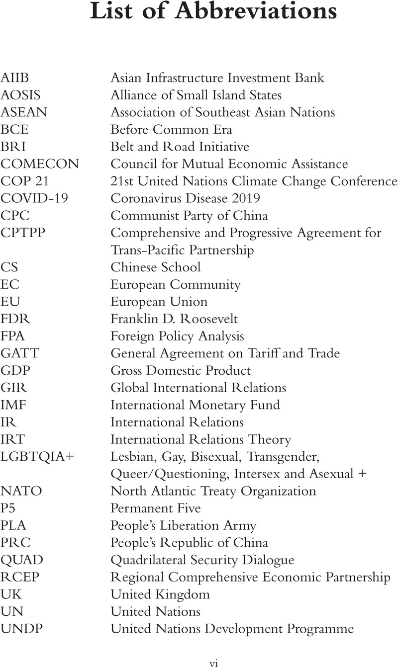 List of Abbreviations - The Essence of Interstate Leadership