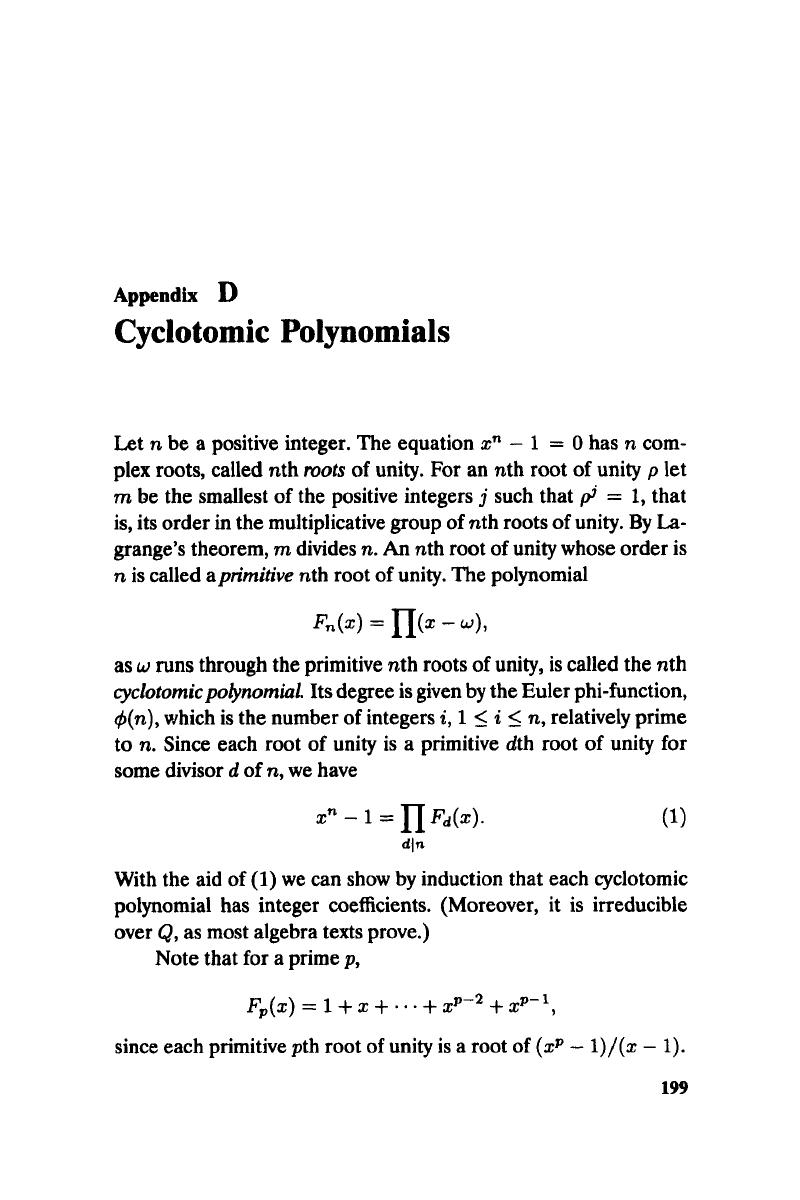 Cyclotomic Polynomials (Appendix D) - Algebra and Tiling