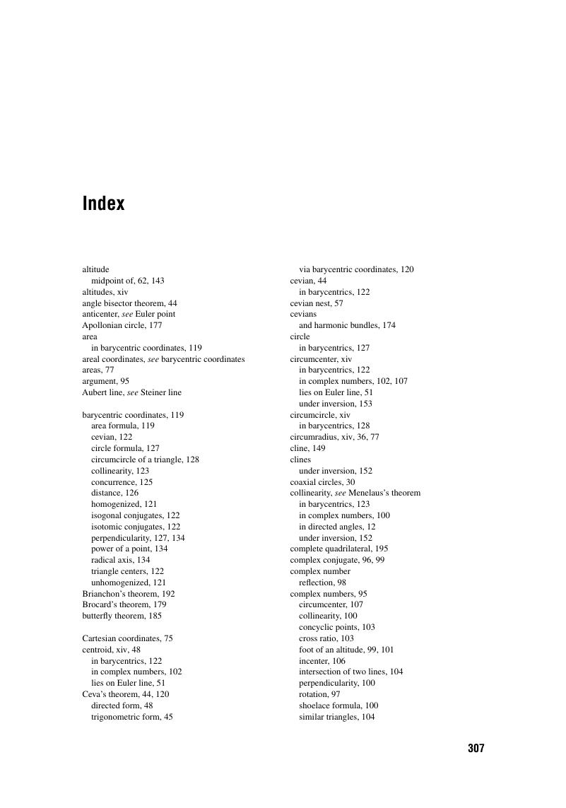 Index - Euclidean Geometry In Mathematical Olympiads