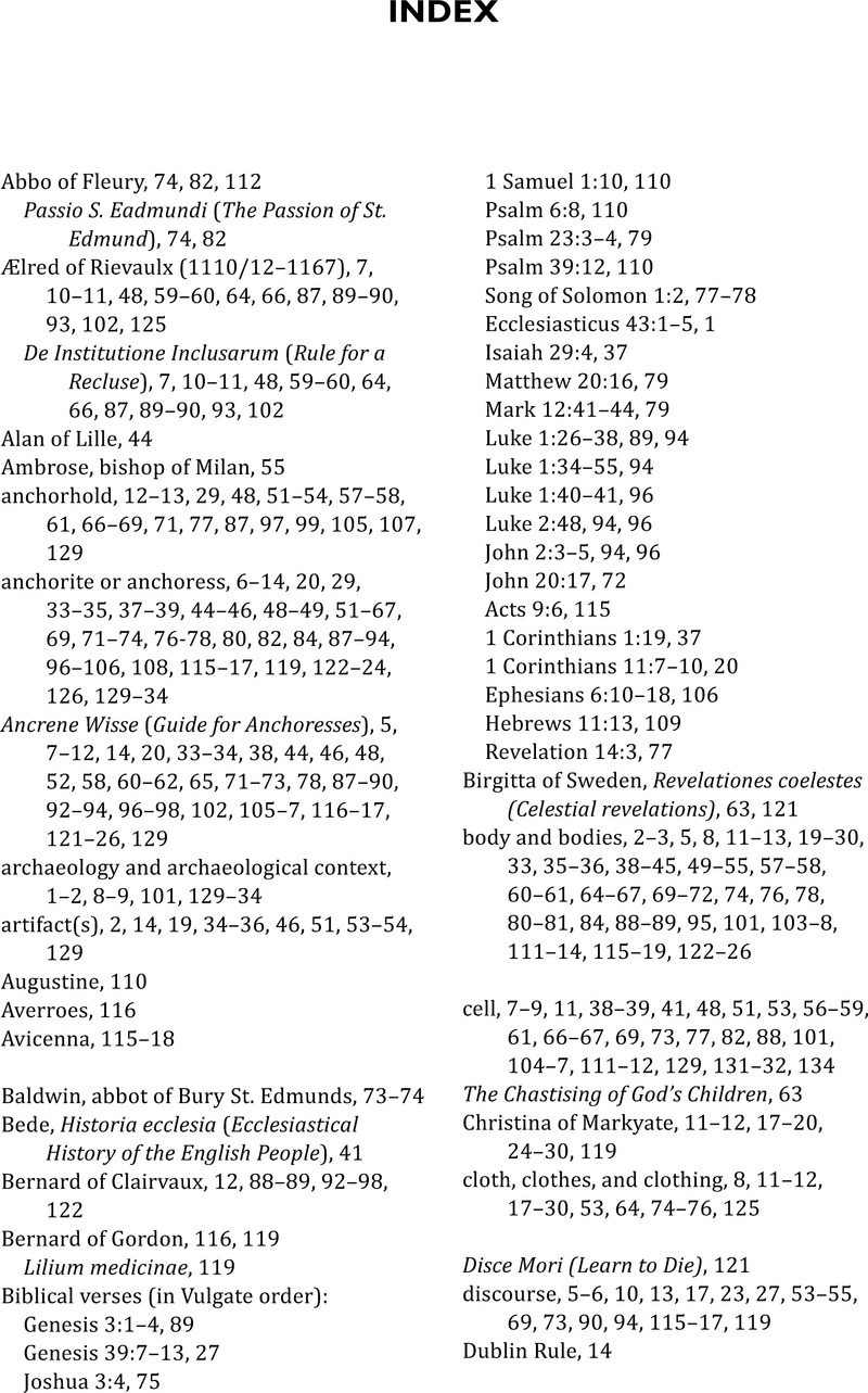 Index - The Materiality of Middle English Anchoritic Devotion