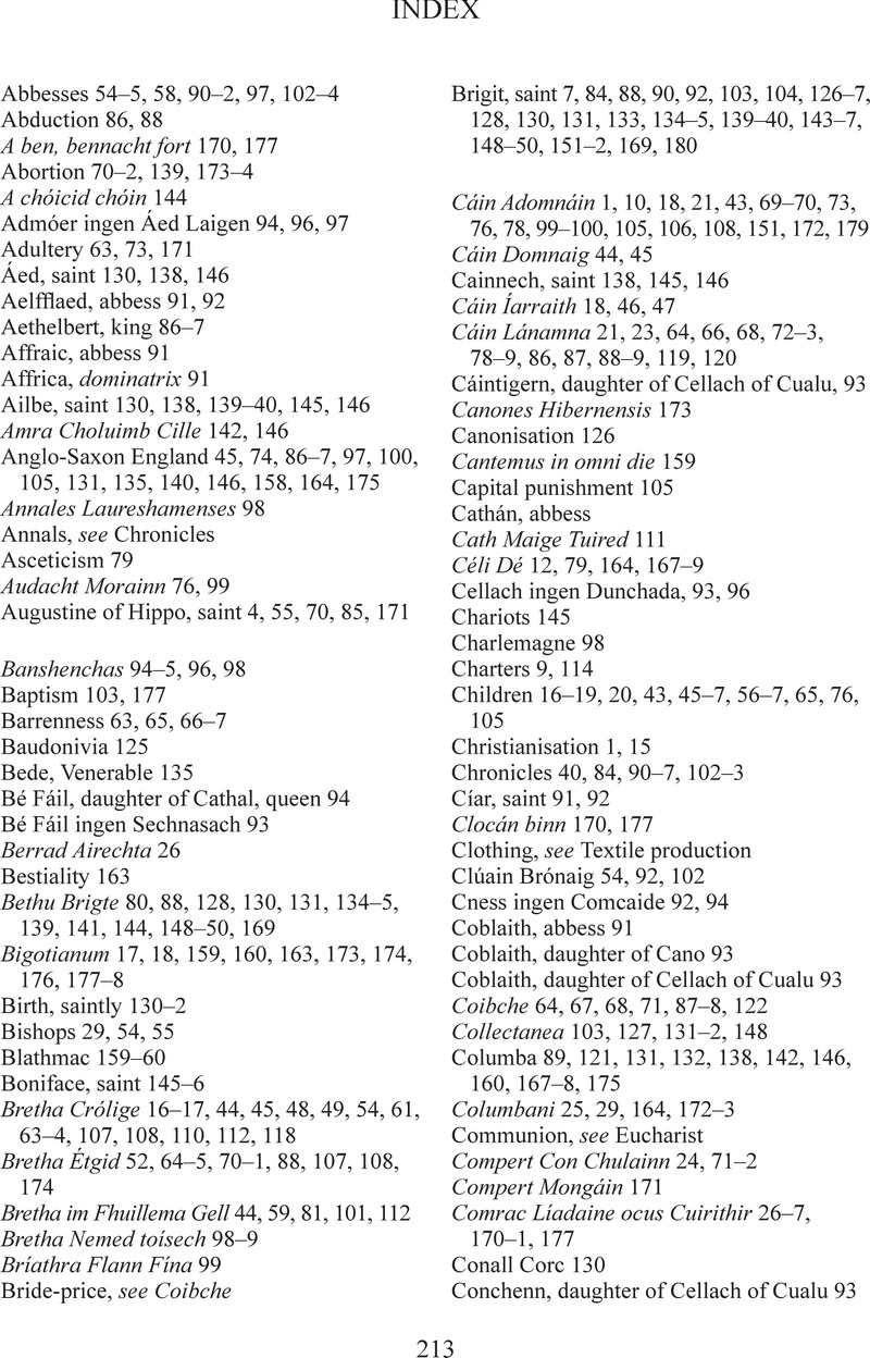 Index - Perceptions of Femininity in Early Irish Society