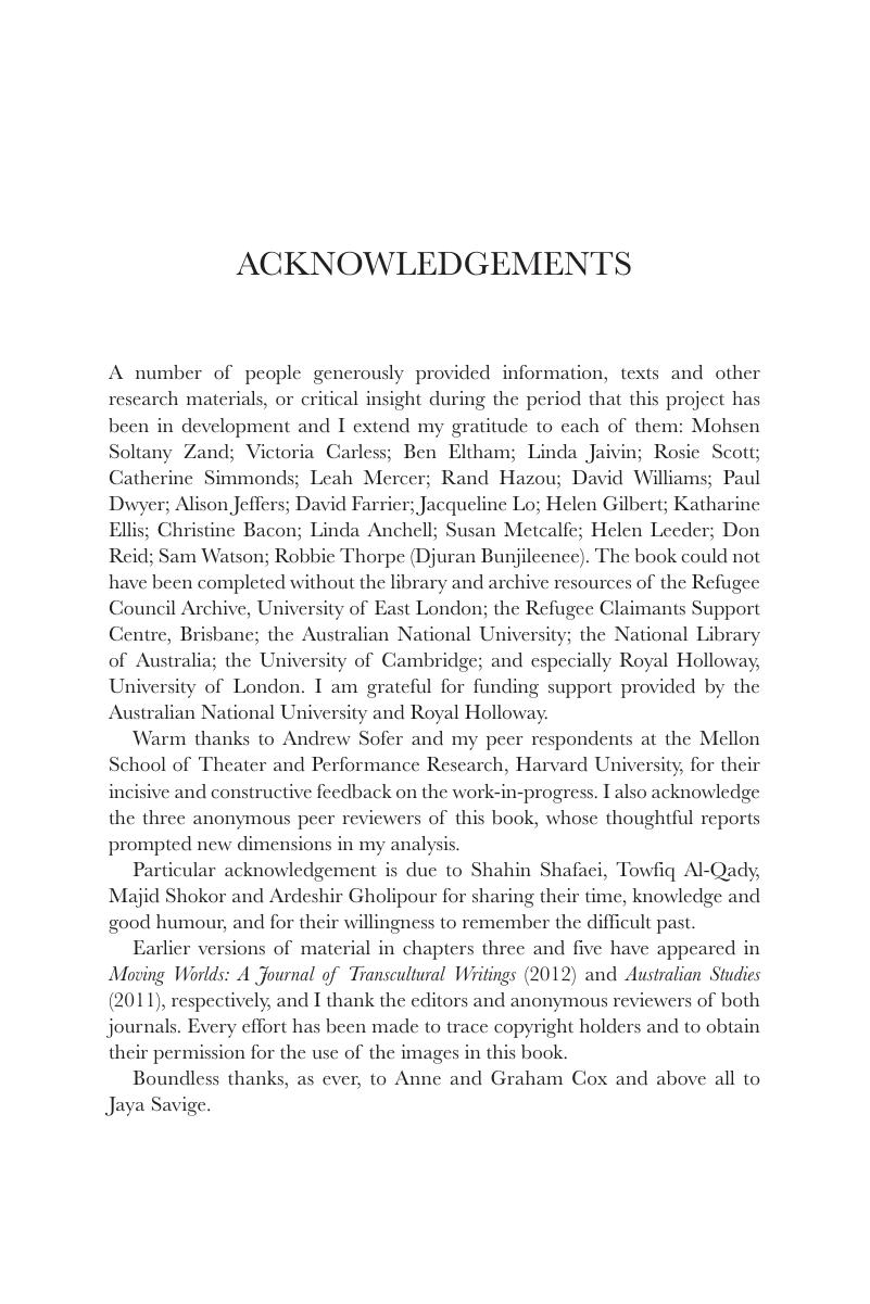 Acknowledgements - Performing Noncitizenship