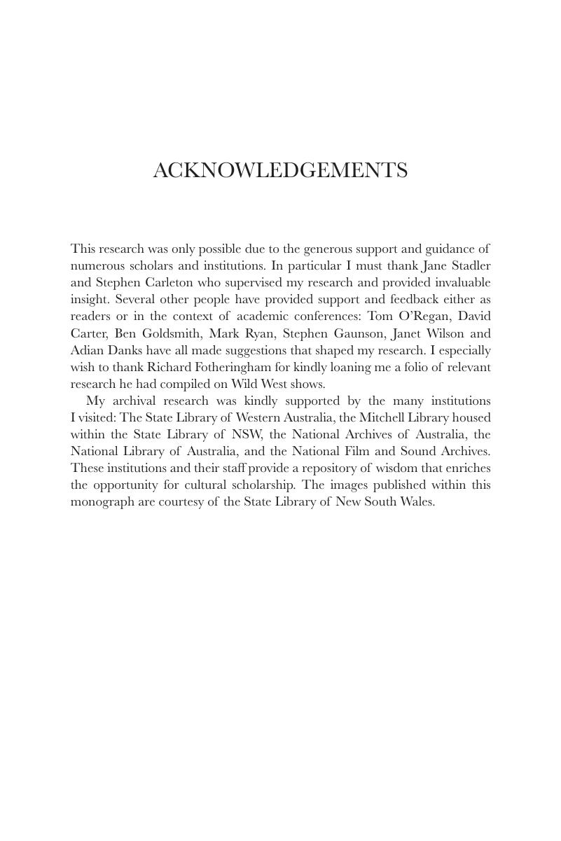 Acknowledgements - A Cultural History of the Bushranger Legend in ...